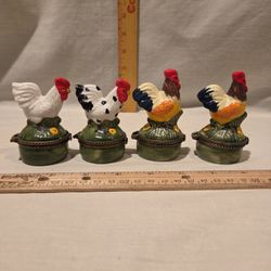 Rooster 🐓/chicken VTG hinged trinket boxes-lot of 4