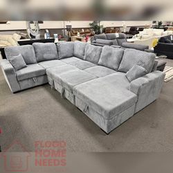 4- Pieces gray color Convertible sectional Sofa set