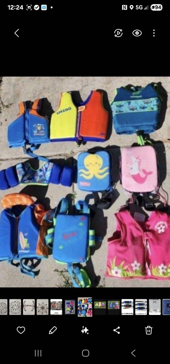 Swim Vests, Under 30 Lbs, $10:each