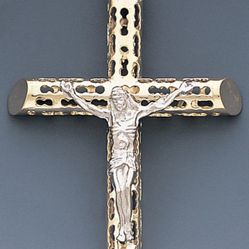 14k Gold Hollow Two-Tone Crucifix Pendant