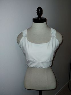 Sincerely Jules Active Women's White Ruffle Strap Bra Size Large