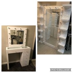 Vanity Set With Full Body Mirror And Shelfs 