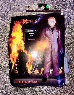 NEW MICHAEL MYERS Halloween 2 Costume Mask Jumpsuit Horror Movie Medium 8 10 