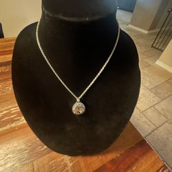 Brighton Crystal Pendant Necklace Grey Teardrop Rhinestone Silver Shiny