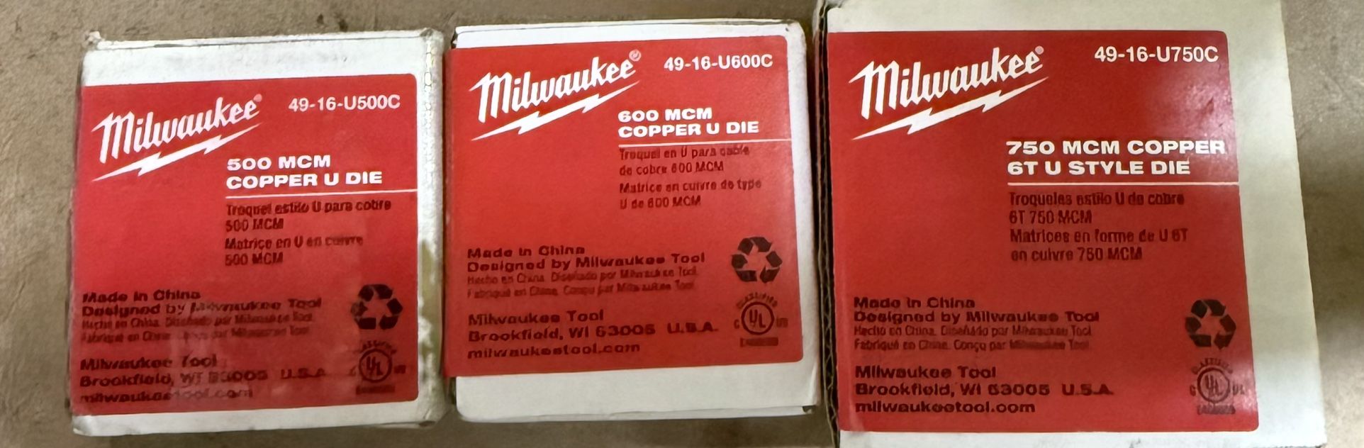 Milwaukee 500, 600 And 750MCM COPPER U-style Die
