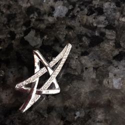 NWOT Modern Silver Brooch with Cubic Zirconia, 2” long