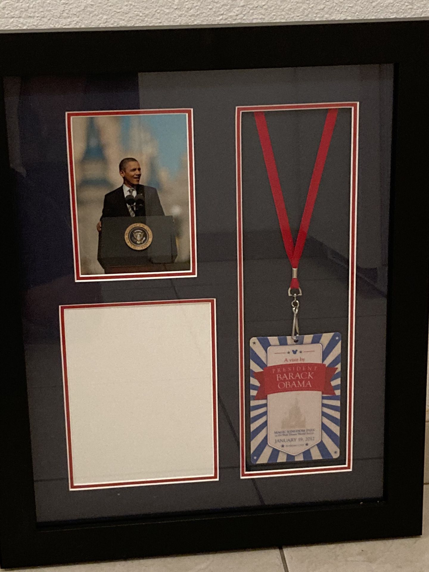 Framed Barack Obama Walt Disney visitation credential