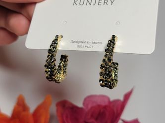 Korean Retro Baroque Round Rhinestone Silver Needle Crystal Hoop Earrings