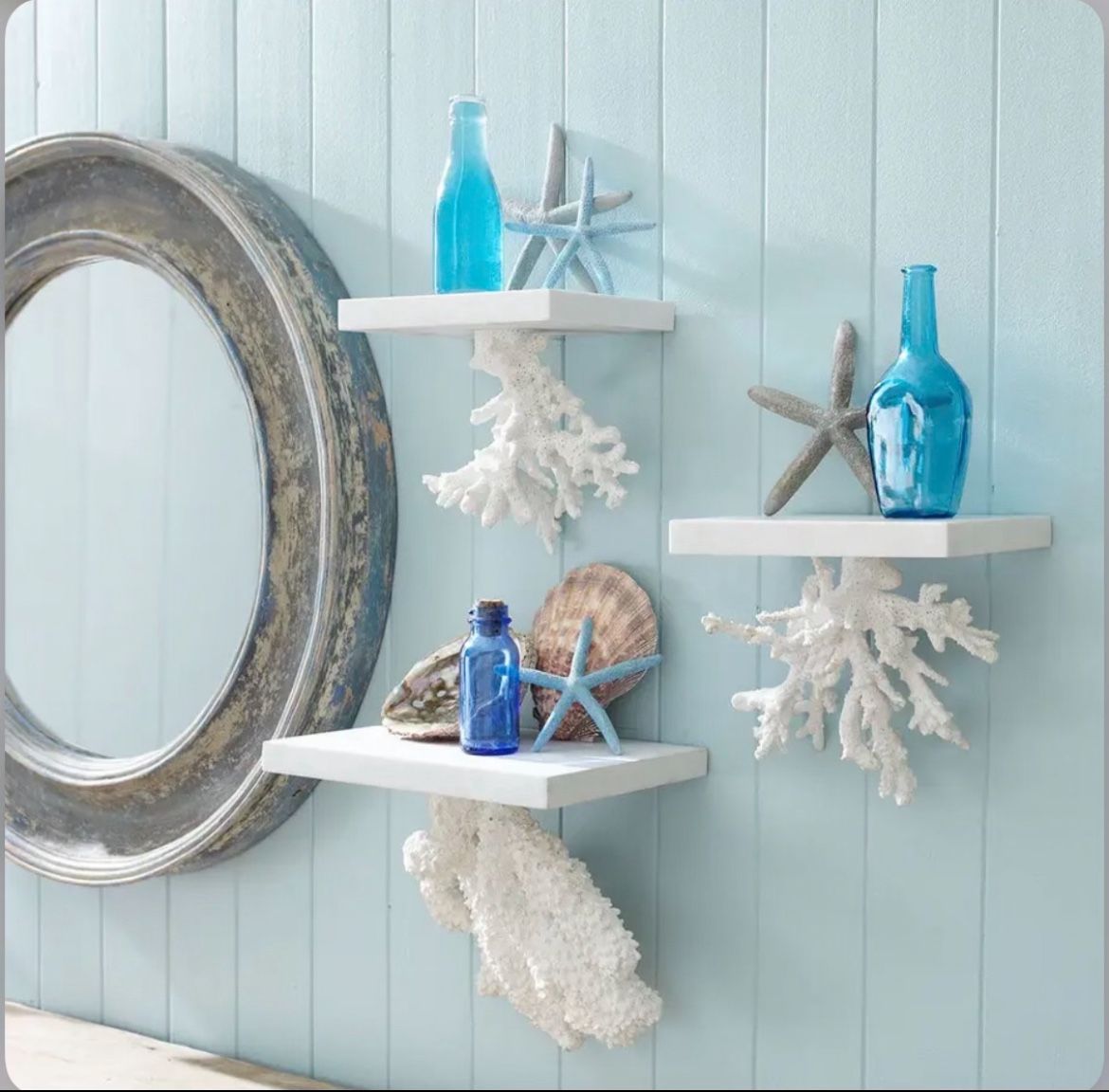 Trio Faux Coral Floating Shelves