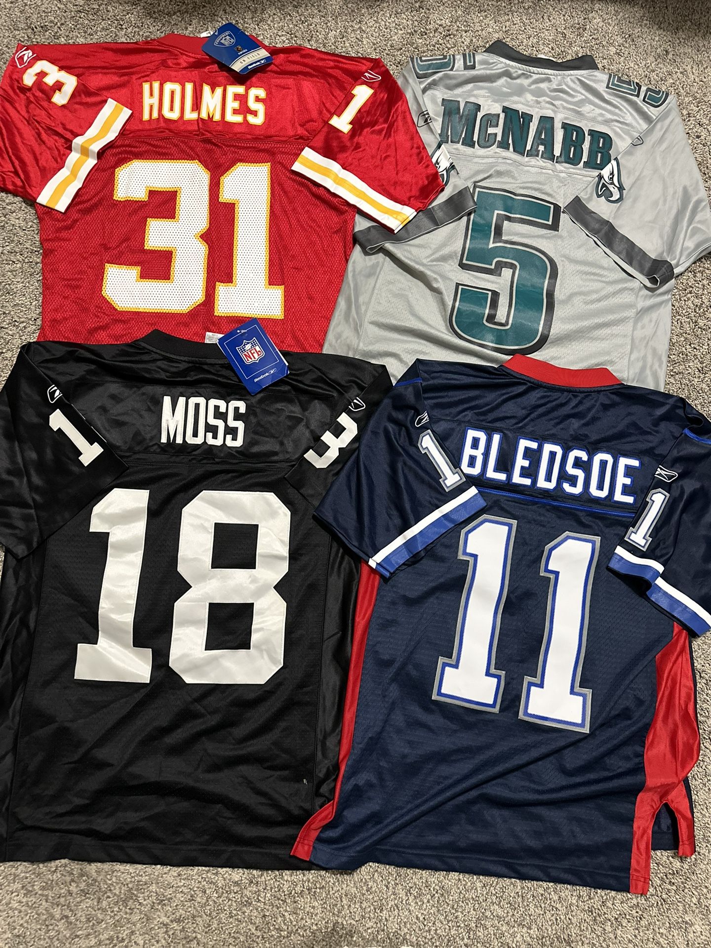 NFL Jerseys (Eagles, Chiefs, Raiders, & Bills)