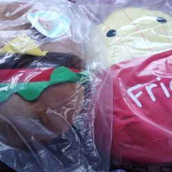 Brand new tags lotof 2 Squishmallows Carl the Burger & Floyd the Fries 