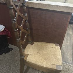 Antique Wicket And Wood Chair