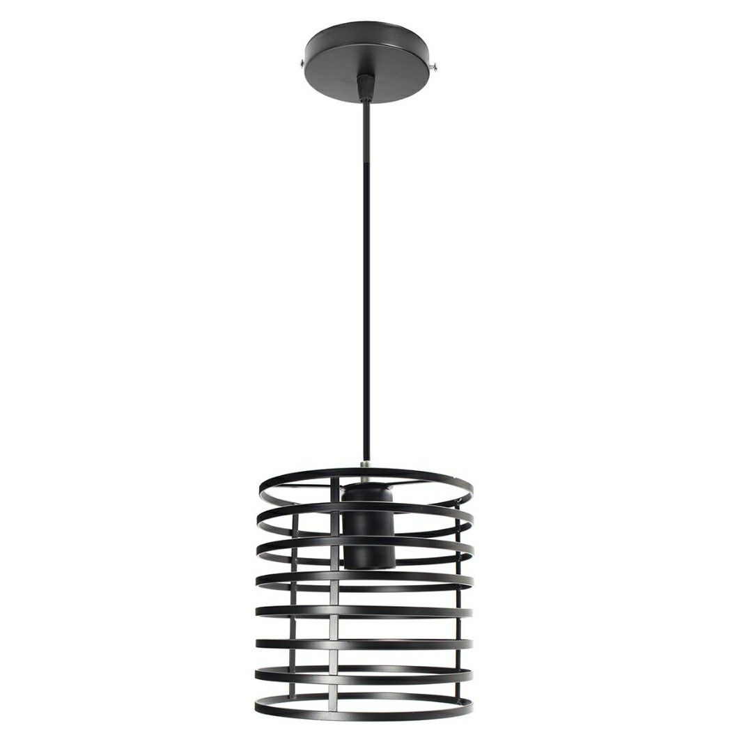 Cylindrical Shaped Iron Black Ceiling Light Frame Only (No Bulb Included)