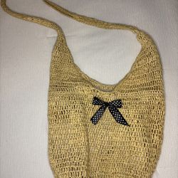 Woven Womens Purse with Black Bow