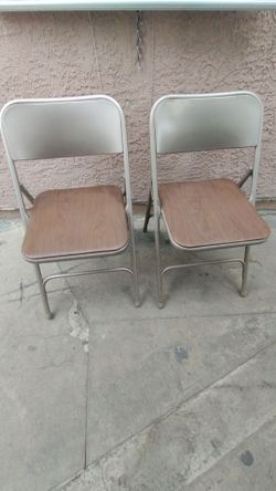 Metal Folding Chairs with Wood Seat – Set of 2