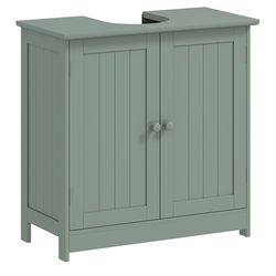 Assembled New Under Sink Bathroom Cabinet, Pedestal Sink Storage Cabinet with 2 Doors, Shelf and U-Shape