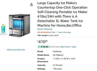 Ice Makers Countertop One-Click Operation Self-Cleaning Portable Ice Maker 41lbs/24H 