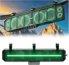 GoHawk 25" UTV 600W Sound Bar, 8-Speaker ATV RGB Lighting, Bluetooth Golf Cart, Polaris RZR Can-Am X3 Defender Marine w/FM Radio for 1.5"-2.25" Roll