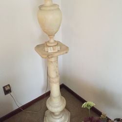 Antique Marble Pedestal Floor Lamp With Urn Attachment 