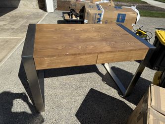 Real Solid Walnut Wood Desk With Stainless Steel Legs