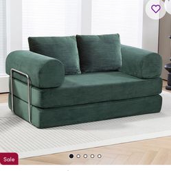 Modern Cozy Convertible Sleeper Sofa Bed (Green)
