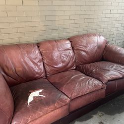 Large Red Leather Couch