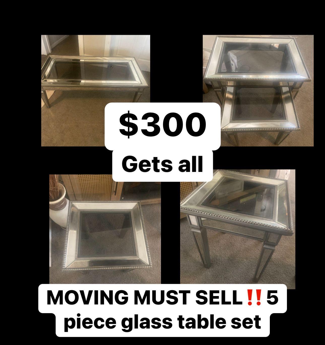 5 Piece Glass Table Set