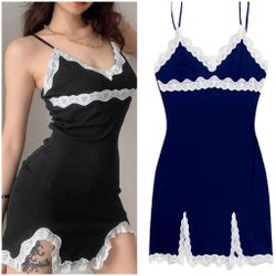 Women's Sleeveless Lace V Neck Spaghetti Strap Mini Bodycon Short Dress