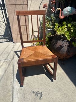 Wood Rocking Chair with Rush Woven Seat
