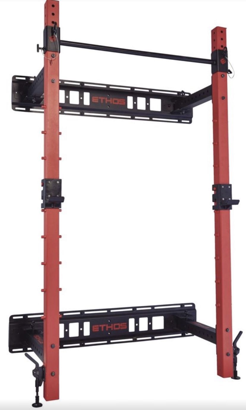 New in Box Ethos Folding Wall weight rack. Squat rack, weight rack. Reasonable offers considered.