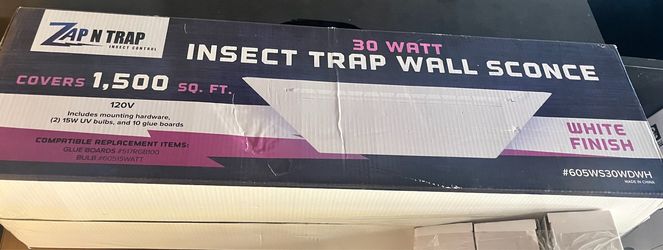 30-watt Zap N Trap insect trap designed as a white wall sconce for insect control.