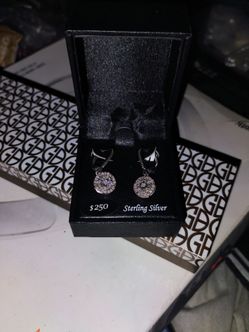 Macy's sterling silver diamond earrings
