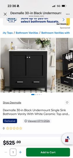 Dexmalle 30-in Black Undermount Single Sink Bathroom Vanity With White Ceramic Top and