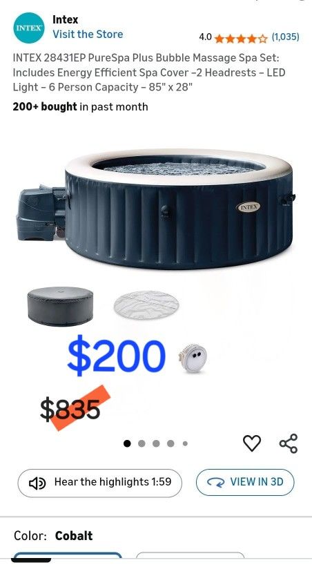 Portable Hot Tub SPA Its Self-inflating, And has 170 Bubble Jets For Soothing HOT water Massage.