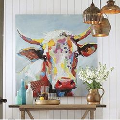 24 X 24 Cow Oil painting canvas