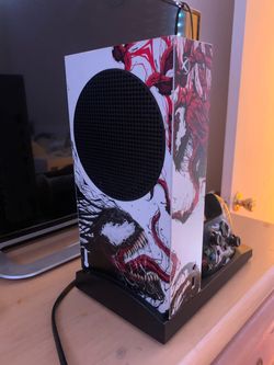 Microsoft Xbox Series S with Custom Venom Skin and Charging Dock and Fan