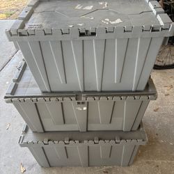 3 HEAVY DUTY ATTACHED LID TOTES
