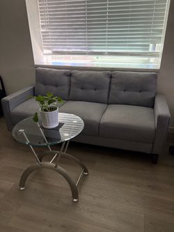 3-Seater Gray Sofa / Couch (Attached cushions)
