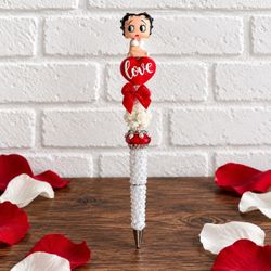 Betty Boop Beaded Character Pen - Love Heart