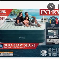 Intex Dream Lux Pillow-Top Dura-Beam Airbed Mattress with Internal Pump