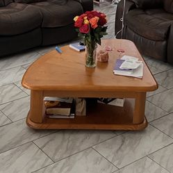 Wood Rolling Coffee Table 
