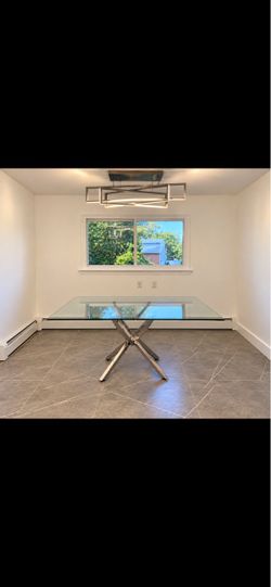 Glass Top Dining Table with Chrome X Base