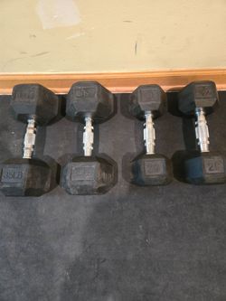 20lb and 35lb Rubber Hex Dumbbells