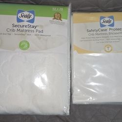 Sealy SecureStay Crib Mattress Pad and SafetyCase Protective Crib Mattress Encasement