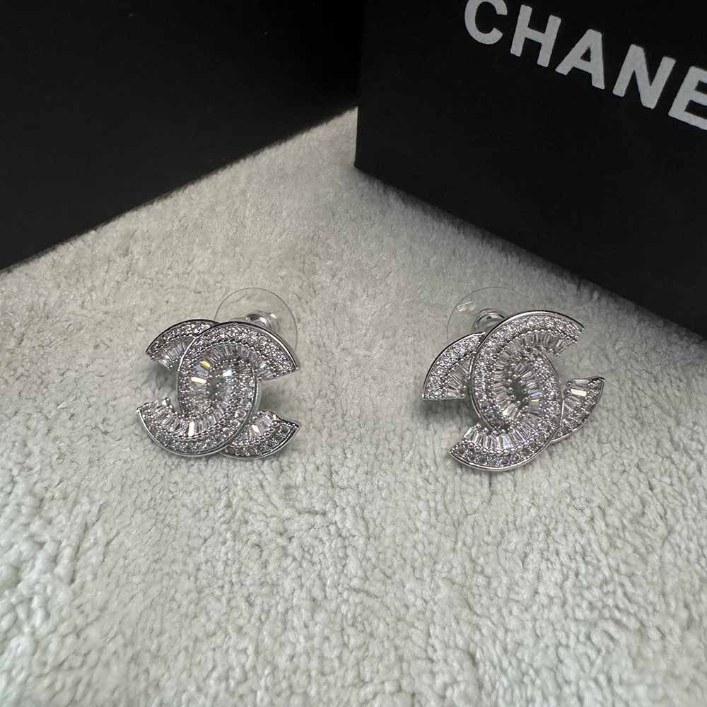 Womens Sterling Silver With Diamond Earrings