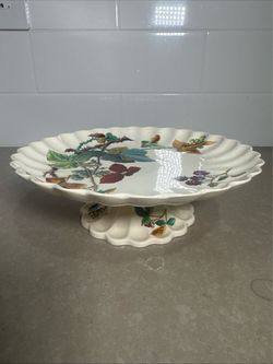 Ceramic Pedestal Cake Stand Botanical Design