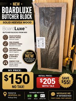 🪵 MSI BoardLuxe Butcher Block Countertop 📏 6 FT L × 25” D × 1.5” T 🤎 Espresso / Brown Finish