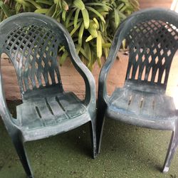 2 Plastic Green Chairs