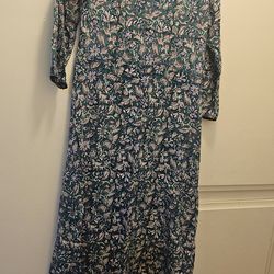 Green floral dress cotton size S or M