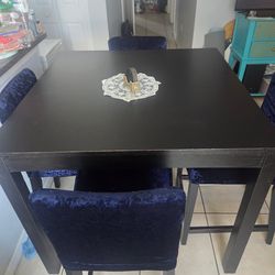 Dining Table With 4 Chairs | Black | Wood